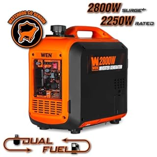 WEN 2800-Watt Dual Fuel Inverter Generator, Quiet, Portable, and Lightweight with Fuel Shut Off and CO Watchdog (DF280iX)