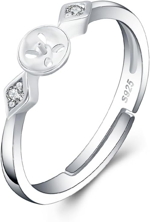 925 Sterling Silver CZ Classic Elegant Design Ring Mounts Fittings with Pearl Seat for DIY Jewelry Making