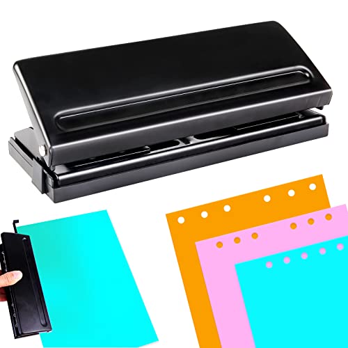 Perforadora Papel 6 Agujeros, 6 Agujeros Perforadores, Espaciado Ajustable Perforadora Papel, Perforadora Ajustable de 6 Agujeros para Formato A5 Capacidad con Guía para Perforar con Precisión Cover