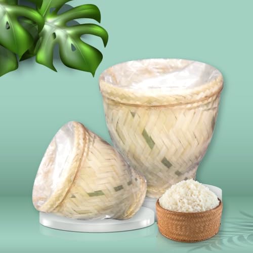 Laotian Bamboo Sticky Rice container for Steaming, Steaming Basket – Handmade Woven Bamboo Cone for Steaming Glutinous Rice (Traditional Lao/Thai Style)