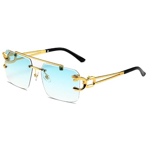 Square lens Double Bridge Metal Sun Glasses Trendy Sunglasses UV