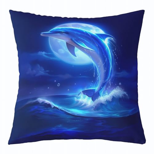 Homewish �C���J �X���[�s���[�J�o�[�A�i�C�g���[�� ���ʃs���[�P�[�X �q�� �j�̎q �e�B�[�� ��l�p �u���[ �I�[�V���� ���� �z�[���f�R �C�̔g �J�E�` �\�t�@ �N�b�V�����J�o�[ 50.8 cm x 50.8 cm (1�p�b�N)