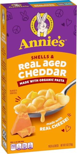 Image of Annie's Shells and Real Aged Cheddar, Made with Organic Pasta and Real Cheese, 6 oz (Pack of 6)