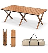 Giantex Folding Camping Table, Roll-Up Folding Table w/Carry Bag, Portable Aluminum Picnic Table,...