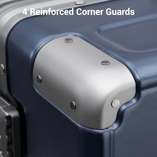 Image of LEVEL8 Zipperless Large Suitcase with Wheels Checked Luggage 28 Inch, Aluminum Frame Suitcase Hard Shell Luggage with Tsa Locks, Blue
