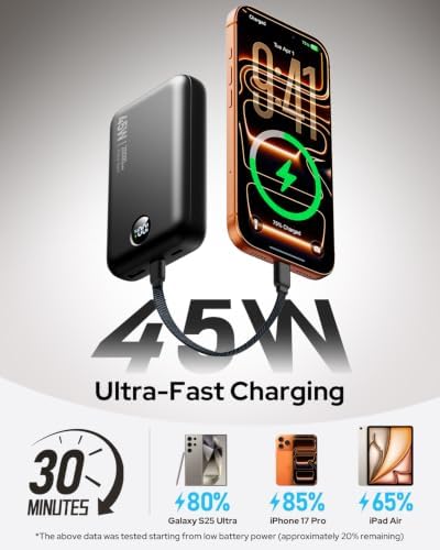 Portable Charger 45W Fast Charging, 20000mAh Smaller Power Bank with Cable — 사진 3