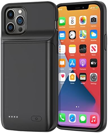 NEWDERY Battery Case for iPhone 12 Pro & iPhone 12, 4800mAh Slim Portable Protective Charging Cover, Rechargeable Extended Power Charger Case for iPhone 12 Pro & iPhone 12 (6.1 inch) Black