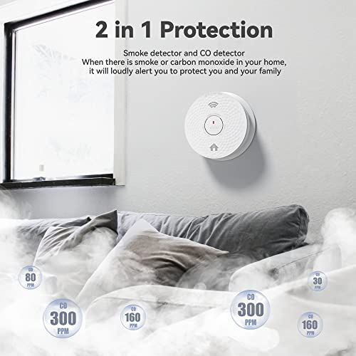 Wi-Fi Smoke Detector, Smoke Carbon Monoxide Detector Alarm, Combination Photoelectric Smoke Alarm And Carbon Monoxide Detector Battery Operated (3 Pack) #TOP2