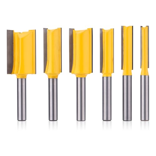 6pcs Jeu de Mèches de Toupie Droites Tige 1/4 Pouces, Mèches Toupie à Bois Droites à Double Cannelure, Diamètre Coupe 1/4, 5/16, 3/8, 1/2, 5/ 8, 3/4, Outils de Menuiserie pour Bricolage