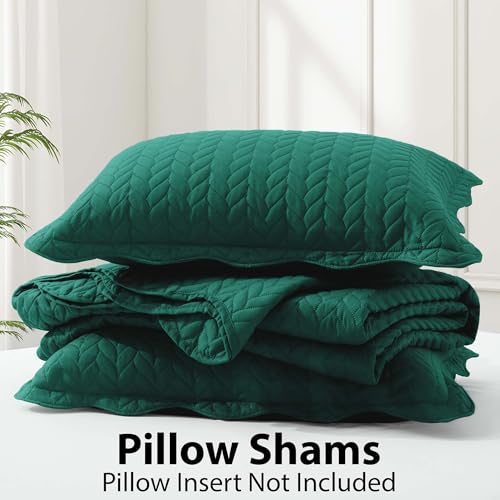 IR Imperial Rooms Twin Quilt Bedding Set Size (68” x 86”) + 1 Pillow Shams (20” x 26” + 2”) - 2 Pcs All Season Lightweight Reversible Microfiber Coverlet Embossed Quilt Bedspread (Emerald)