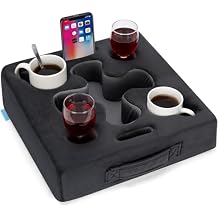 Couch Cup Holder-Sofa Cup Holder Pillow Tray Caddy Cupholder Hearted for Bed, Rv, Tv, Car, Man Cave, Backseat for Remote, Drinks, Snacks Square-Grey