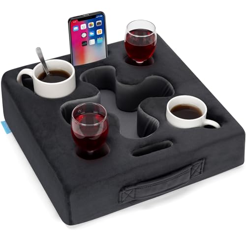IGOHEALS Couch Cup Holder Pillow Grey