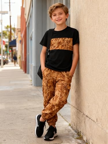 Image of 5-12 Years Boys Clothing Set Camo Hoodie & Cargo Pants Outfits Set 2025 Fashion Clothing