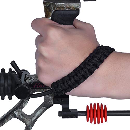 LWANO Archery Bow Wrist Sling 550 Paracord for Compound Bow for Hunting Shooting (Black)