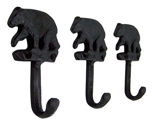 Wowser Rustic Black Bear Cast Iron Wall Hooks, Set Of 3, 5 Inches #TOP2