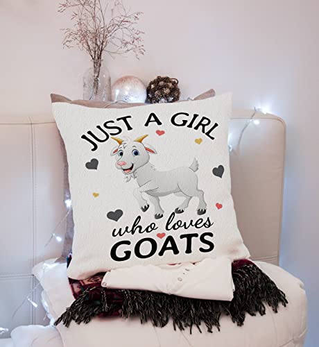 Nogrit Just A Girl Who Loves Goats Flowers Throw Pillow Cover 18X18 Inch Funny Farm Animal Themed Decor For Home Bedroom Living Room Girls Room,Gifts For Goat Lovers Farm Girls Sister Daughter #TOP2