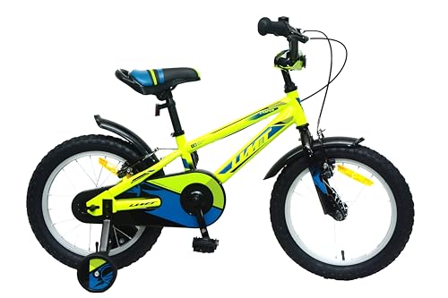 DEPORBIKES®️ Bicicleta de niño 12 y 14 Pulgadas | Bicicleta Infantil para niños 3-5 años + Frenos V-Break + Ruedas estabilizadoras | Bicicleta cómoda y Segura Ideal para niños (Amarillo, 14 Pulgadas)