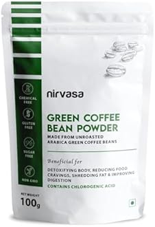 Nirvasa Pure Green Coffee Bean Powder for Weight Loss & Detox | Natural Fat Burner with Chlorogenic Acid | Boosts Metabolism, Energy & Fitness | Unroasted Arabica Extract Powder, 100g (Pack of 1)