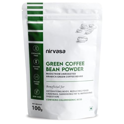 Nirvasa Pure Green Coffee Bean Powder for Weight Loss & Detox | Natural Fat Burner with Chlorogenic Acid | Boosts Metabolism, Energy & Fitness | Unroasted Arabica Extract Powder, 100g (Pack of 1)