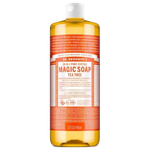 Dr. Bronner’s - Pure-Castile Liquid Soap (Tea Tree, 32 ounce) - Made with Organic Oils, 18-in-1 Uses: Acne-Prone Skin, Dandruff, Laundry, Pets and Dishes, Concentrated, Vegan, Non-GMO