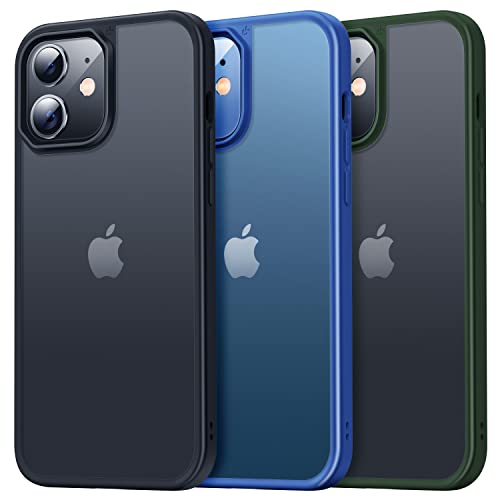 CASEKOO Matt Power für iPhone 12, iPhone 12 Pro Hülle [SGS-Militärschutz] Stoßfeste Kratzfeste Schutzhülle (Anti-Fingerabdruck) Slim Case Dünne Rutschfestes Handyhülle iPhone 12/12 Pro - Edel Schwarz Cover