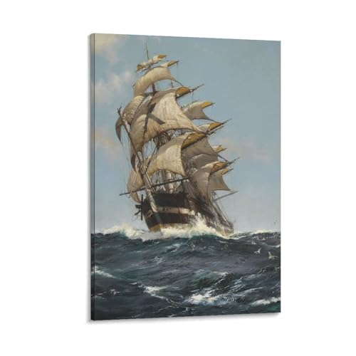 ヴィンテージ 海賊船 ポスター 海 帆船 ウォールアート 写真 プリント キャンバス アート 絵画 壁アート キャンバス プリント リビング 寝室 ダイニングルーム バスルーム ホーム装飾 壁掛け16x24inch(40x60cm)