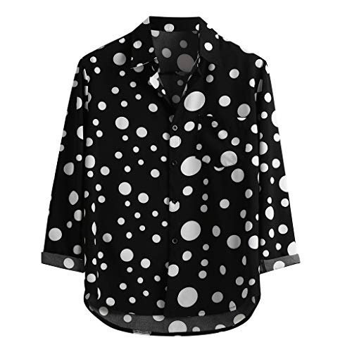 Shirts For Men Blouses & Button-Down Shirts Dress Shirt Black & White Polka Dot T Shirt Top Big And Tall Tees #TOP5