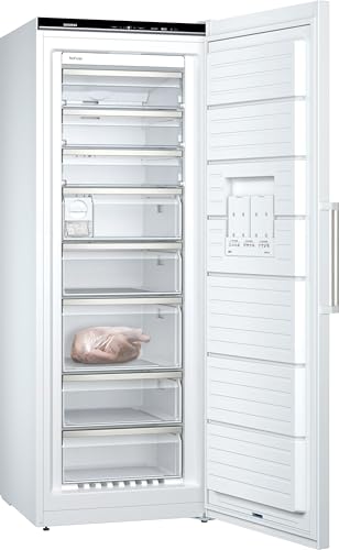 Foto von Siemens GS58NAWCV iQ500 Gefrierschrank Freistehend 191 x 70 cm, 366 l, noFrost - nie wieder abtauen, bigBox für großes Gefriergut, varioZone - flexible Schubladen und Glasablagen, Weiß