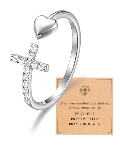 PINKDODO Adjustable Cross Rings for Teen Girls Easter Religious Gifts for Teen Girls Women