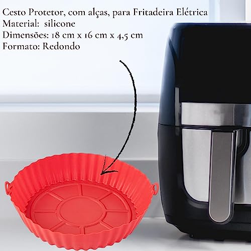 Forma Cesto De Silicone Reutilizável Para Fritadeira Elétrica Para Airfryer Livre de BPA Vermelho 18
