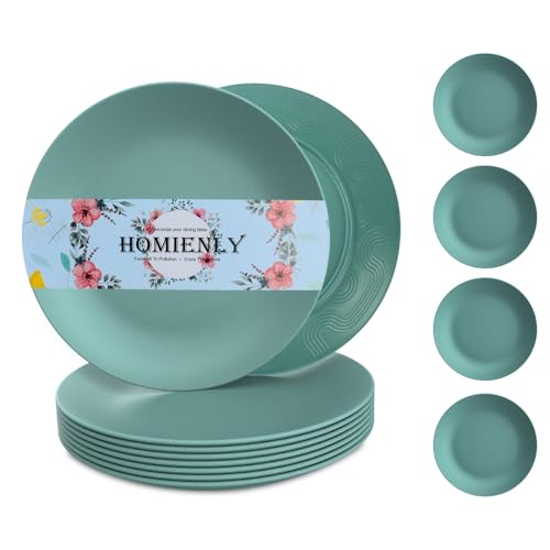 Homienly Flat Dinner Plates Set of 8 Alternative for Plastic Plates Microwave and Dishwasher Safe Wheat Straw Plates for Kitchen Unbreakable Kids Plates(Green,9 inch) Homienly Flat Dinner Plates Set of 8 Alternative for Plastic Plates Microwave and Dishwasher Safe Wheat Straw Plates for Kitchen Unbreakable Kids Plates(Green,9 inch)