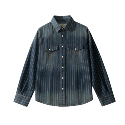 Chemise en jean rayé USTZFTBCL l'élégance du denim vintage américain haut de gamme