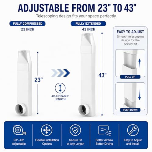 UD48S 4" Stainless Steel Dryer Vent Elbow - Flat Periscope for Whirlpool & All 4" Dryers, 90° to Straight Adjustable Dryer Duct (26-43in), Space Saving Vent Connector (White) by cdipkif - Used condition - Image 2