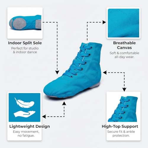 Image of MSMAX Womens Jazz Dance Boots Lace Up High Top Character Shoes for Women - Ankle Boots for Jazz, Theater, Stage Performance & Costume
