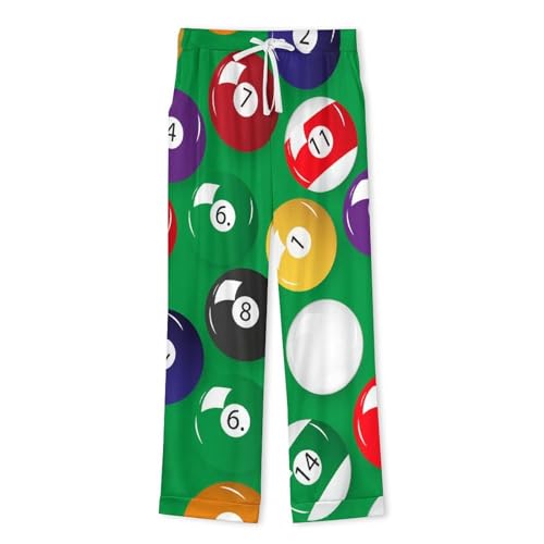 Billiards Pool Table Balls Men's Pajama Set Button Down 2 Piece Sleepwear With Pocket Fashion Comfortable Loungewear4