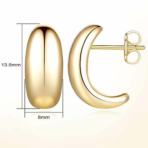 Gold Earrings for Women14K Gold Hoop Earrings for Women Hoop Earring for Womens Hoops Thick Glossy Half Hoops Stud Earring for Womens2