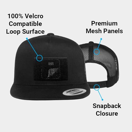 Image of Pull Patch Tactical Hat | Authentic Snapback Flat Bill Trucker Cap | 2x3 Loop Surface to Attach Morale Hook Patches