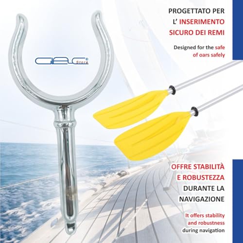 Glac Store Nautische Ruderdolle aus verchromtem Messing, Öffnung 48-58 mm, Schaft 10-12 mm, korrosionsbeständig, für Boote (Schaft 12 mm, Öffnung 51 mm)