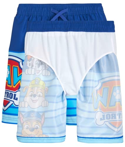 Nickelodeon Paw Patrol Boys? Swim Trunks ? Chase, Marshall, Rubble - Kids Upf 50+ Bathing Suit For Boys (2T-7), Size 4T, Paw Patrol Blue Stripes #TOP3