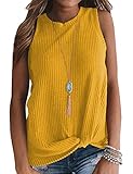 MIHOLL Summer Tops for Women Sleeveless Cute Twist Knot Waffle Knit Shirts Tank Tops (Medium, Yellow