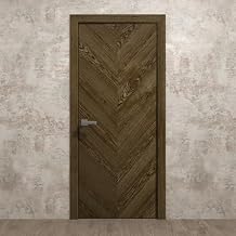 SARTODOORS Interior Interior Solid French Door 30 x 96 inches | Ego 5005 Marble Oak | Single Regular Panel Frame Handle | Bathroom Bedroom Modern Doors