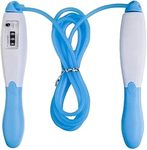 Jump Rope with Counter, Blue and Green, Adjustable Skipping Rope for Fitness Training