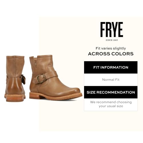 Image of Frye 5 inch Veronica Booties for Women - Full-Grain Brush-Off Leather with Antique Metal Hardware and Rubber Outsole, Genuine Stitch Welt Construction