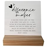 grapehiker Difference Maker Desk Sign - Thank You Gifts for Teachers Coworkers Mom Nurses Mentor Coach Boss Manager Wooden Stand, Appreciation Gifts, Teacher End of Year Gift (1)