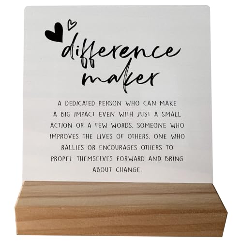 grapehiker Difference Maker Desk Sign - Thank You Gifts for Teachers Coworkers Mom Nurses Mentor Coach Boss Manager Wooden Stand, Appreciation Gifts, Teacher End of Year Gift (1)