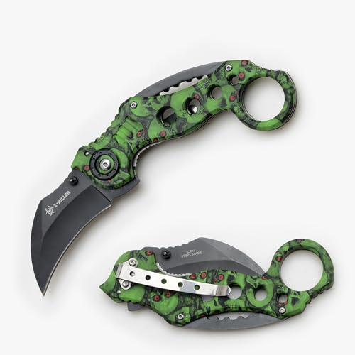 Snake Eye Tactical Heavy Duty Folding Pocket Knife Outdoors Hunting Camping Fishing (Green Camo) - Snake Eye Tactical