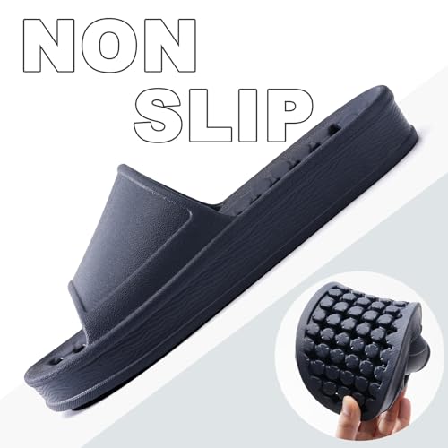 Shower Shoes for Women and Men with Drain Holes Massage Slide Sandals Soft Cushioned Anti-Slip Pool Slides Comfort Thick Soled Gym Shower Shoes Quick Drying Bathroom Spa Slippers4