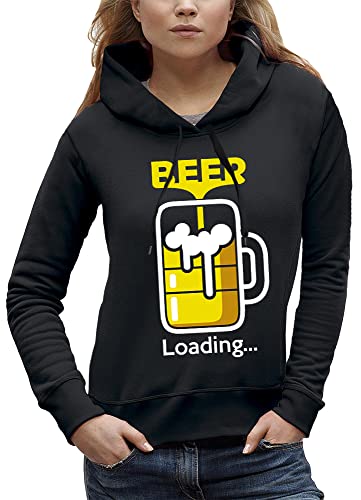 PIXEL EVOLUTION Sudadera con Capucha Beer Loading Mujer - tamaño XXL - Negro
