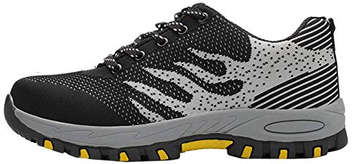 Ansel-UK Hombre Mujer Zapatillas de Seguridad con Punta de Acero Antideslizante TranspirableS3 Zapatos de Trabajo Comodas Calzado de Trabajo Deportivos Botas de Protección Industria Construcción