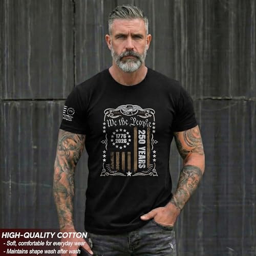 GritSon American 250th Anniversary Shirts, 1776-2026 250th Anniversary Shirt, Mens Patriotic Shirts 4 (Black-L)